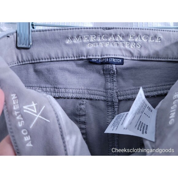American Eagle Jegging Taupe Sateen Raw Hem Jeans Women's size 4 Regular - Picture 7 of 7